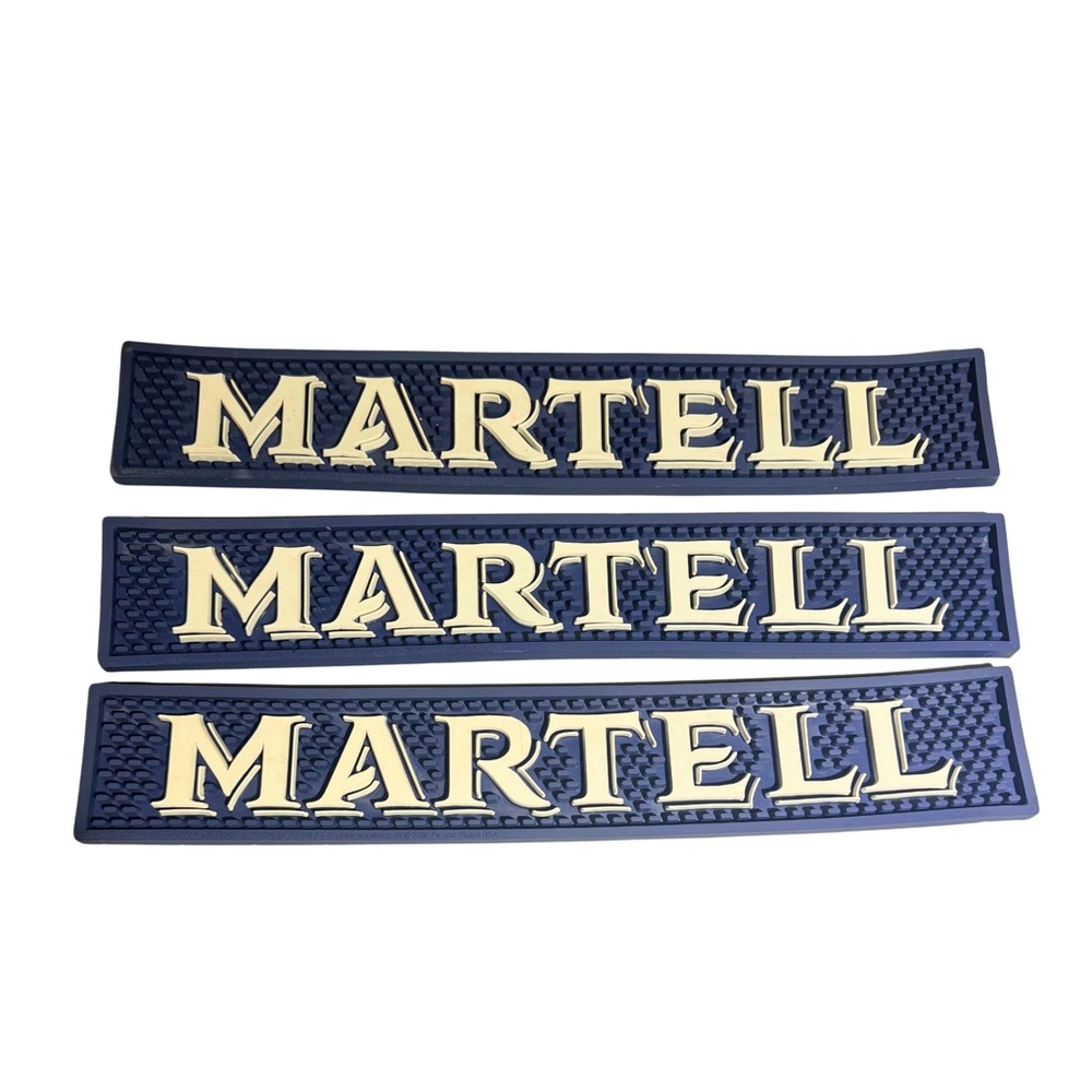 Martell Logo‎ Cognac Blue Molded Rubber Bar Mats Set of 3 French Flexible